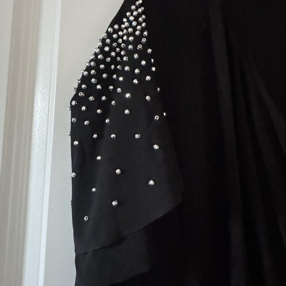 MSK Black Dress with Beaded Sleeve Details - Picture 3 of 5